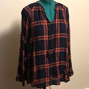 Boho Sparkly Plaid Top by Lucky Brand